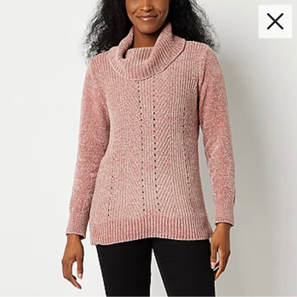 NWOT Liz Claiborne Chenille Womens Cowl Neck Long Sleeve Pullover Sweater Small - Picture 2 of 9